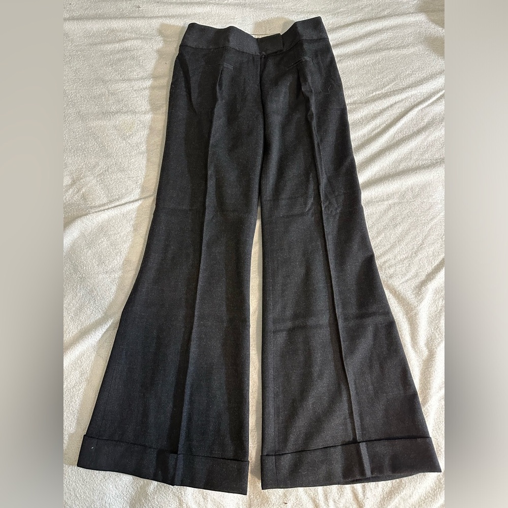 Diane Von Furstenberg Womens Trousers Dark Gray Dress Pants Flare Wool Size 0
